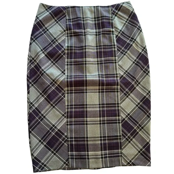 NWT New York & Company Gray and Purple Plaid, Back Slit and Zipper 🔥🔥🔥 - Picture 2 of 4